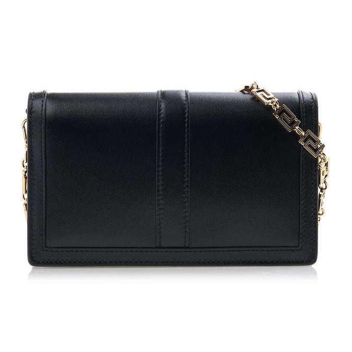 Versace Greca Chain Leather Shoulder Bag Black Women’s