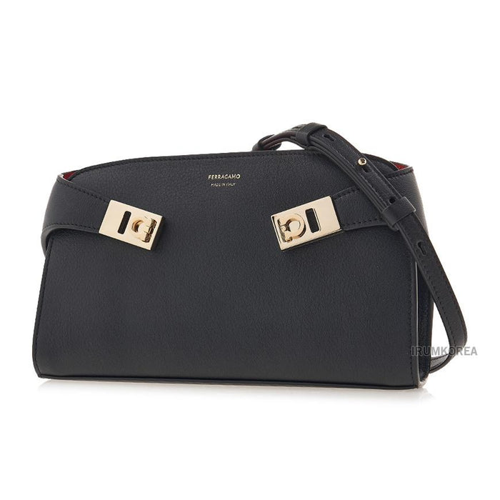 Ferragamo Hug Mini Crossbody Bag Black Red Leather 0774628