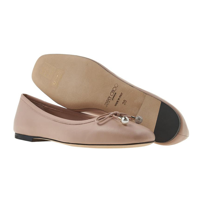 Jimmy Choo ELME FLAT Leather Macaron Pink Ballet Flats