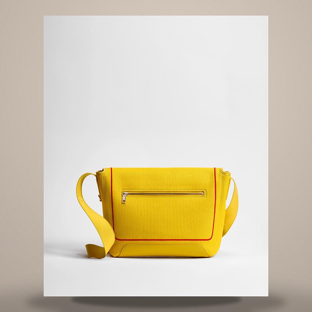 DIOR Yellow Red Embroidered Book Cover Zipped Flap Messenger Bag Medium