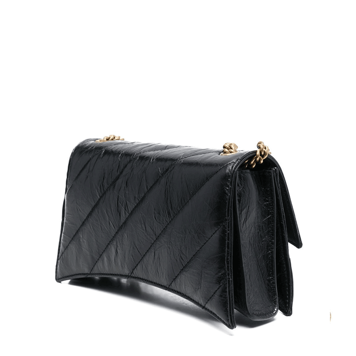 BALENCIAGA Crush XS Chain Shoulder Bag Black Leather