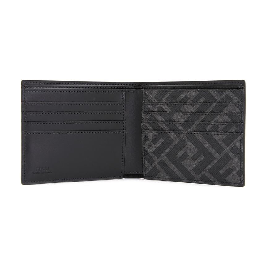 FENDI Black Leather Bifold Wallet for Men