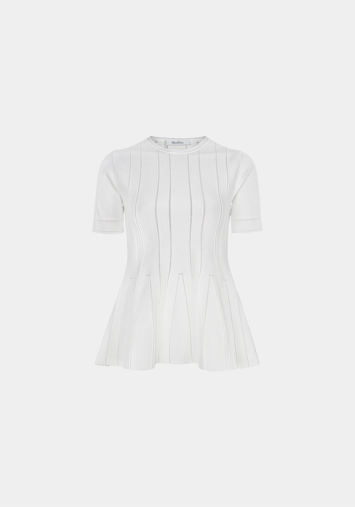 Max Mara White Short Sleeve Round Neck Knit Sweater