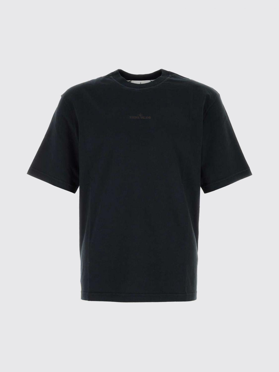 STONE ISLAND Black Cotton Short Sleeve T-Shirt