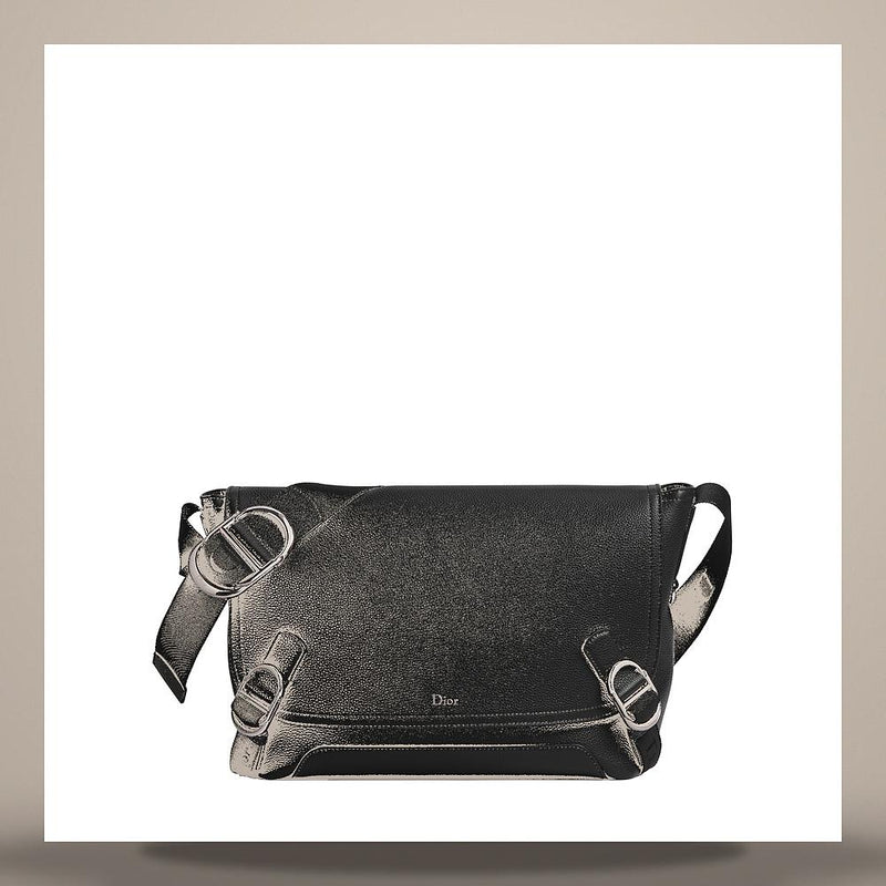 DIOR Black Grained Calfskin J’Adior Flap Strap Bag Medium Crossb 1DBME214MALH00N