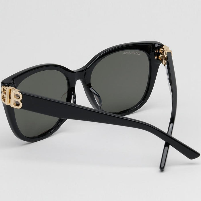 BALENCIAGA Black Round Acetate Asian Fit Sunglasses