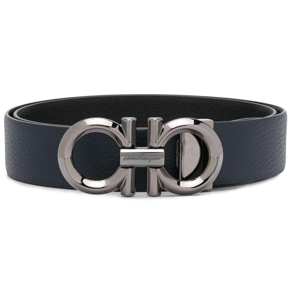 Ferragamo Double Gancini Reversible Leather Belt Black/Brown Men 67 9939 0735908