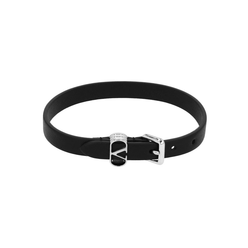 VALENTINO Garavani V-Logo Leather Bracelet for Men 8Y2J0AH7 FXJ 0NO