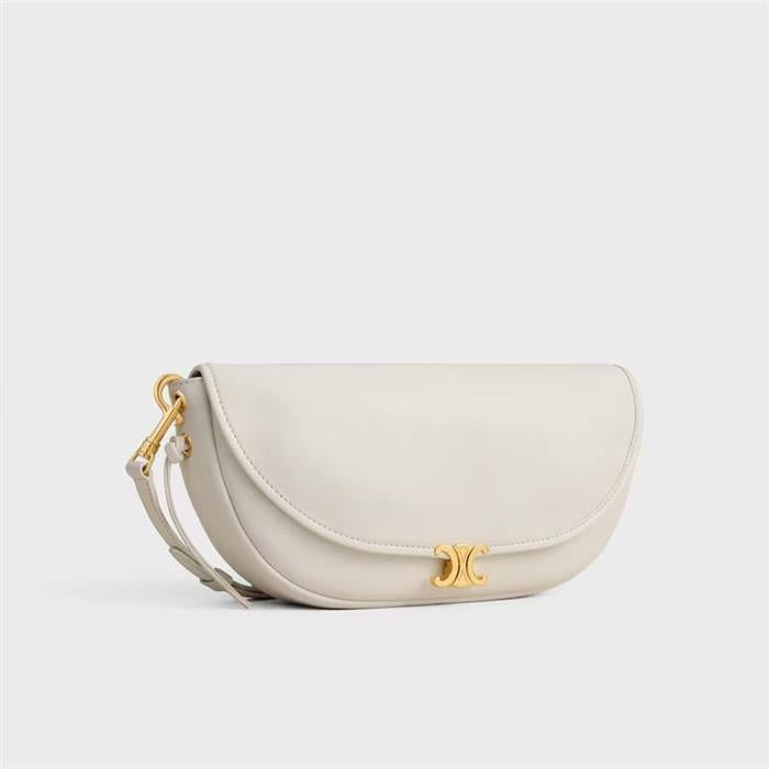 CELINE Little Half Moon Soft Triomphe Supple Shiny Lambskin Shoulder Bag