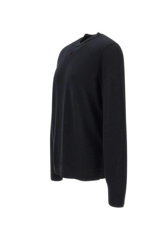 DIESEL Black Wool Cutout Logo Crewneck Sweater A174420DCCH9XX DOM