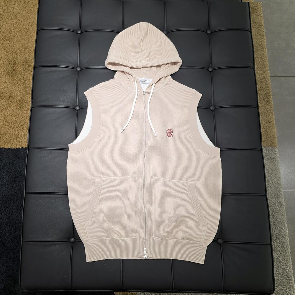 Brunello Cucinelli Cotton English Rib Knit Zip Hoodie Vest Joggers Set