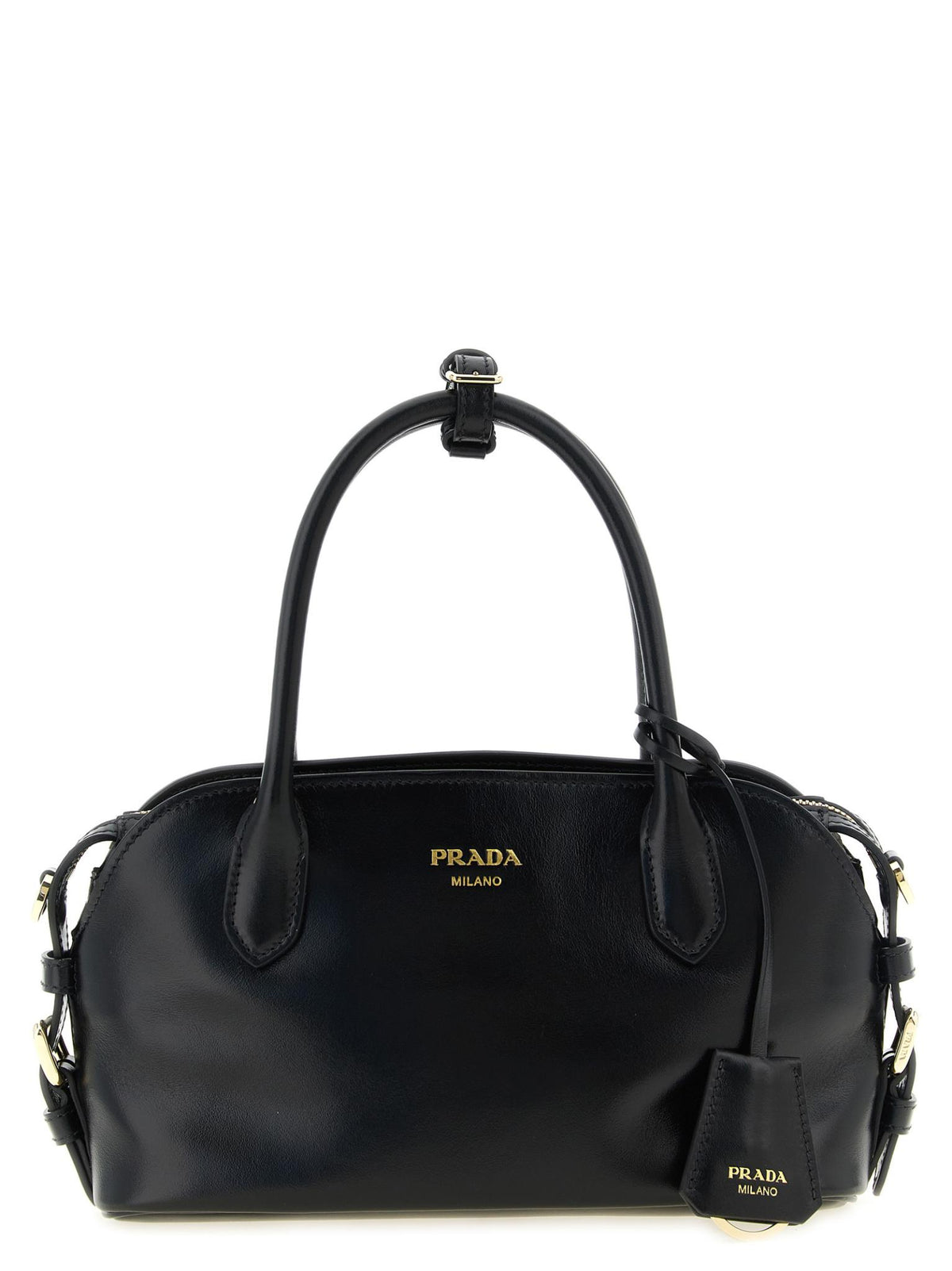 PRADA Black Leather Structured Tote Bag