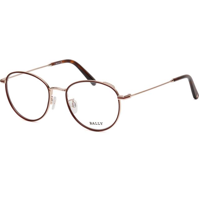 BALLY Burgundy Round Metal Eyeglass Frame Lightweight Gold Rim Unise BY5034H 071