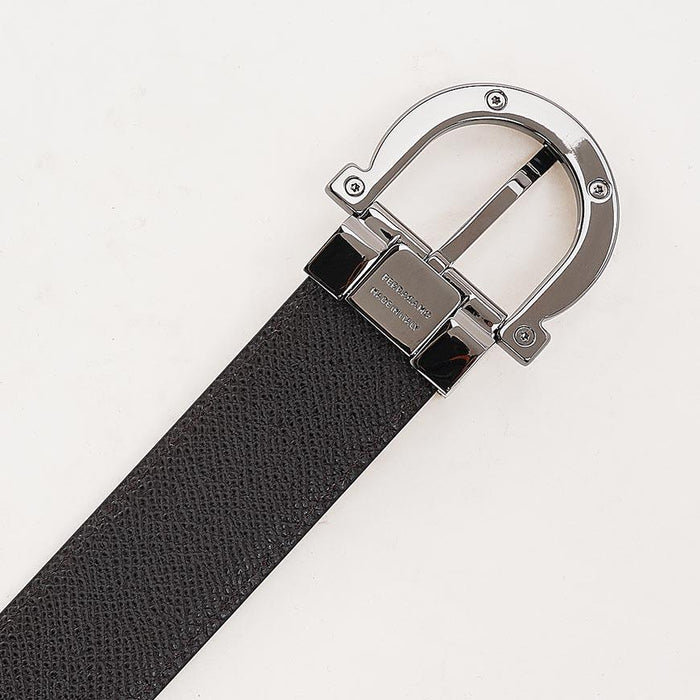 Ferragamo Men’s Reversible Gancini Leather Belt Black/Brown