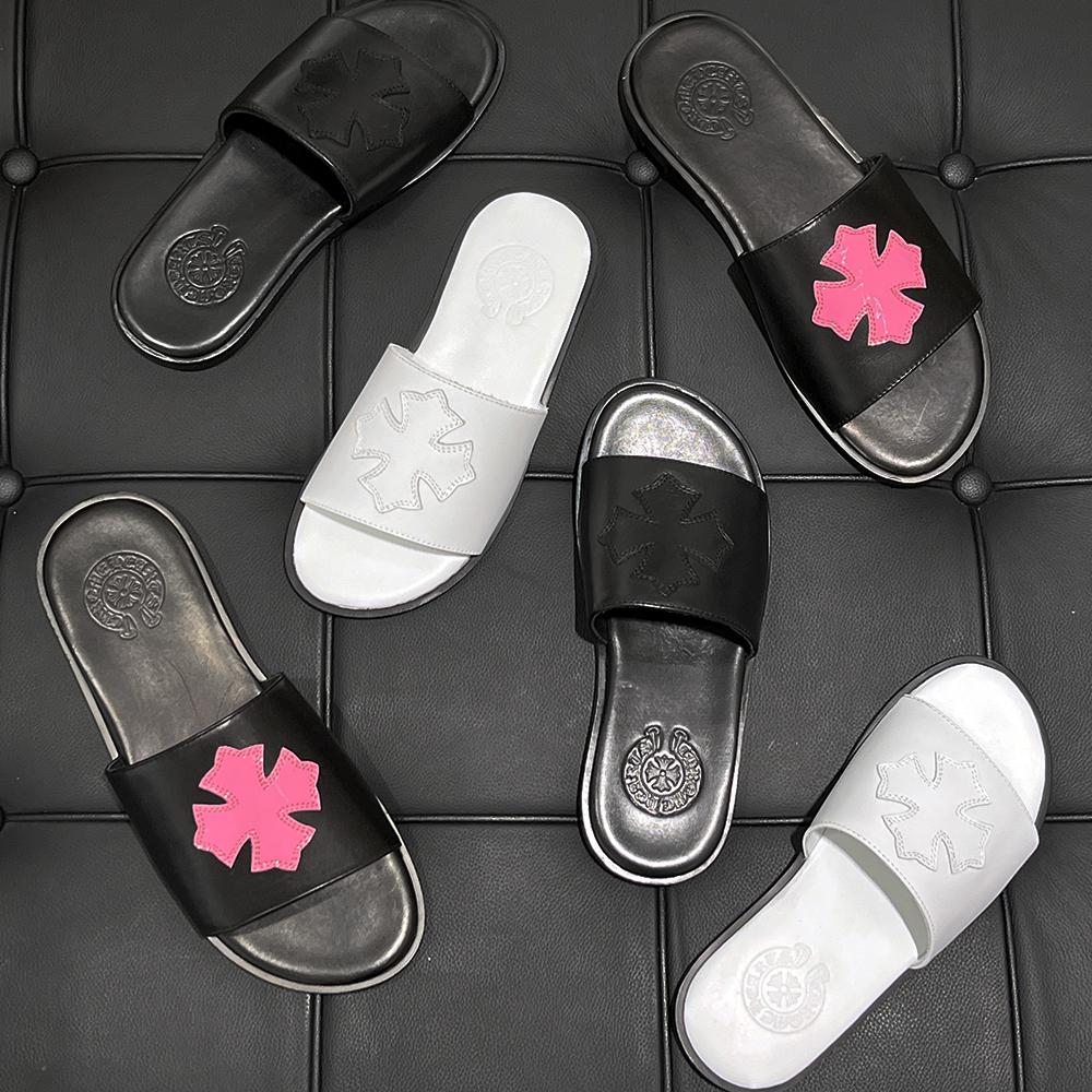 Chrome Hearts Cross Patch Slippers Black Pink Men’s