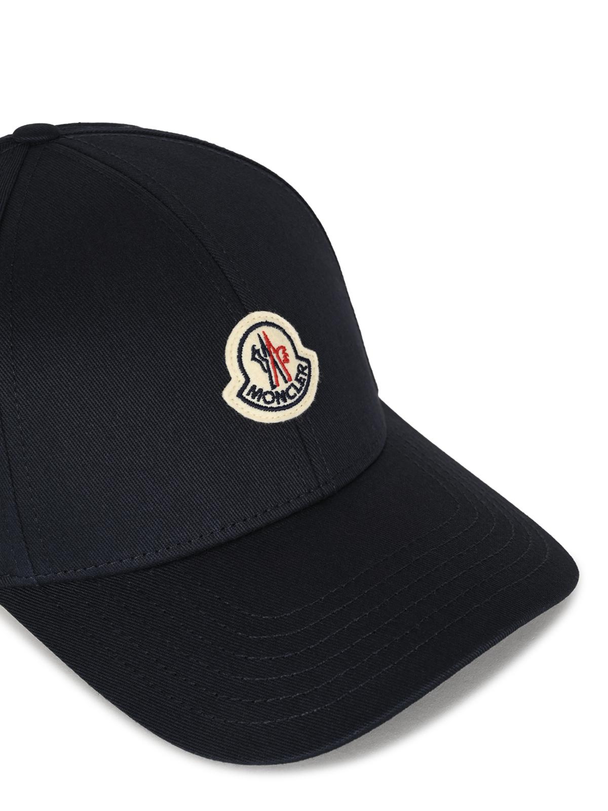 Moncler Black Cotton Logo Baseball Cap