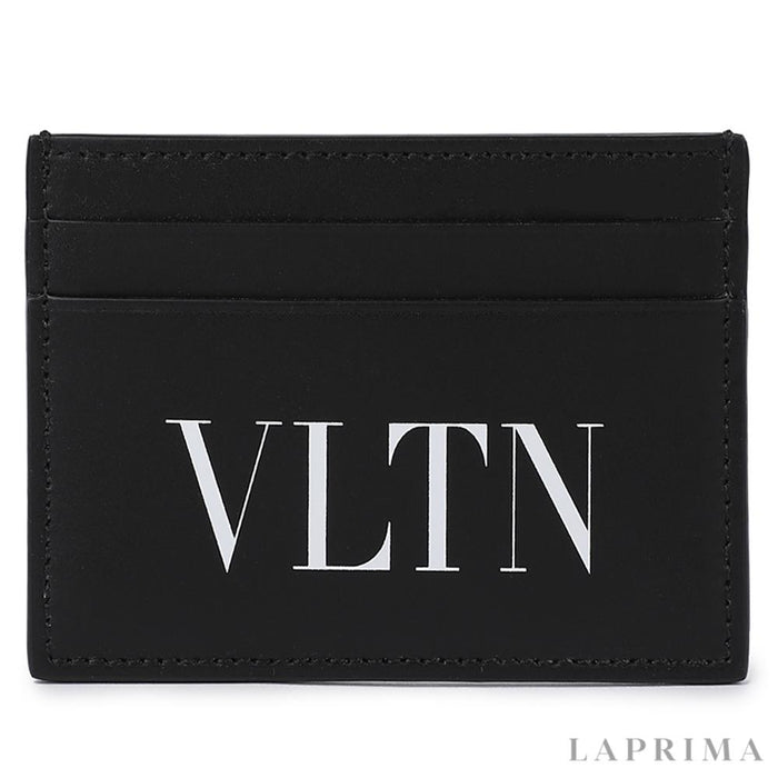 VALENTINO Logo Print Leather Card Holder Wallet for Men
