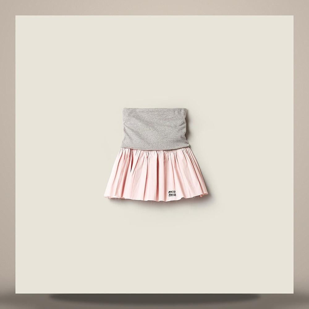 Miu Miu Jersey Poplin Midi Skirt MG2466 17E7 F0X6U