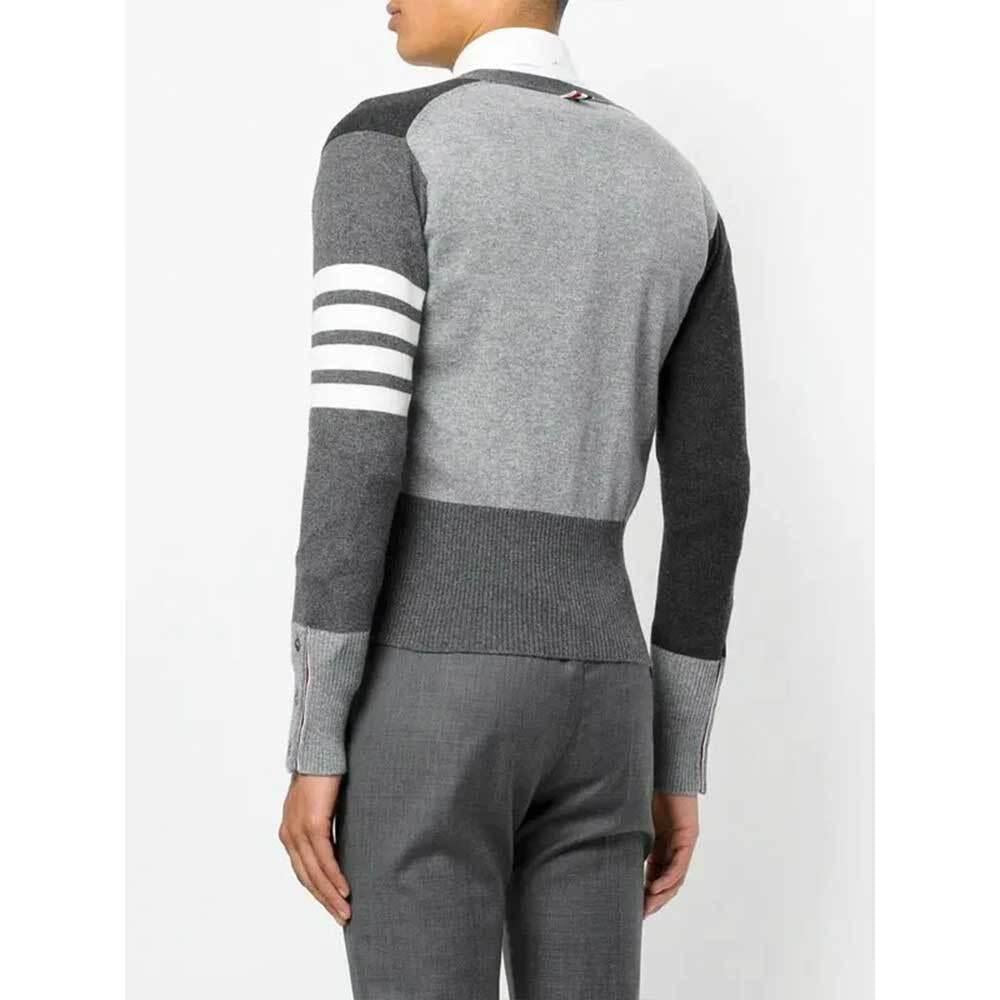 THOM BROWNE Cashmere 4-Bar V-Neck Cardigan MKC001F 00011 982