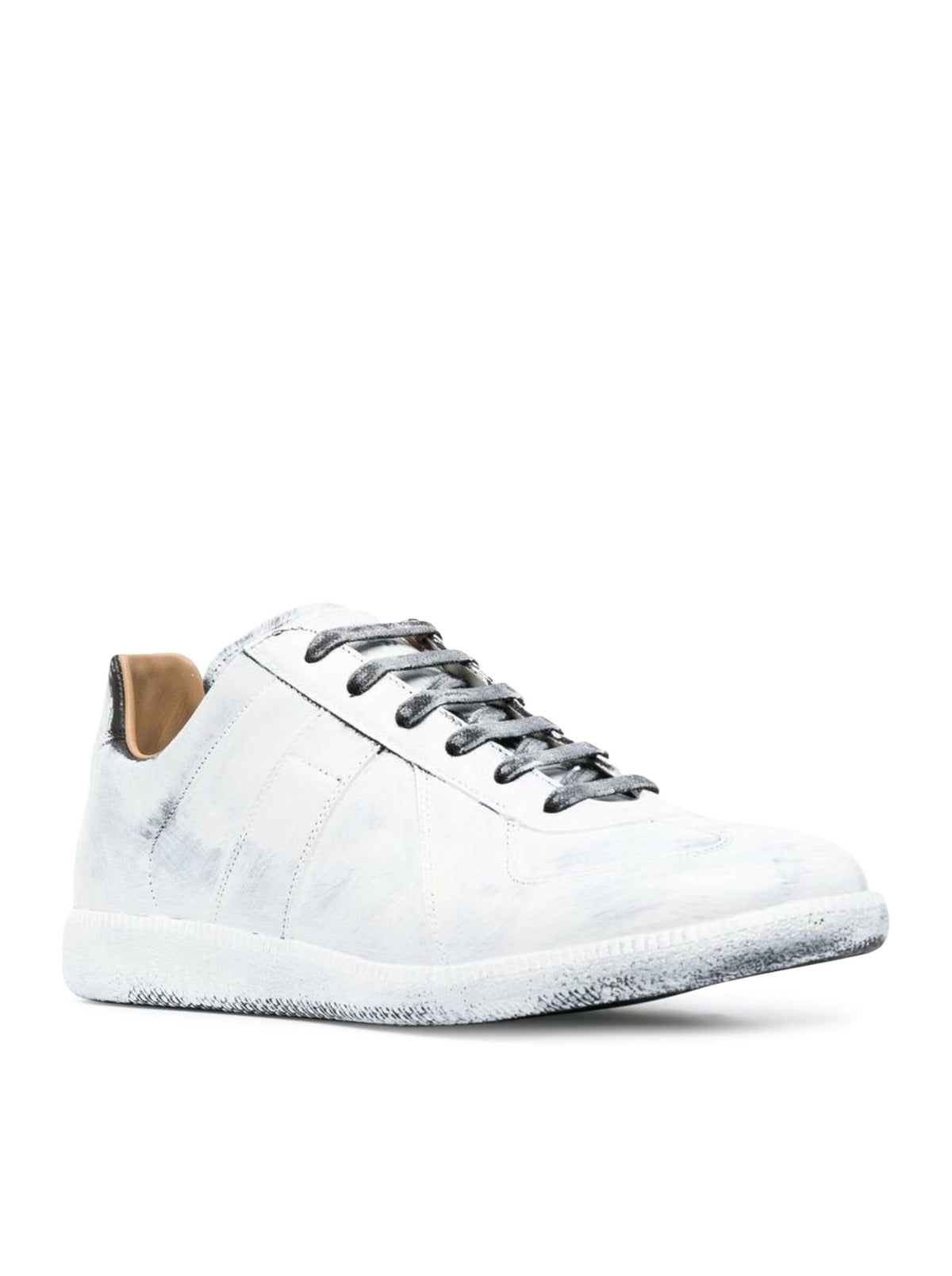 Maison Margiela Black/White Glossy Leather Low-Top Sneakers