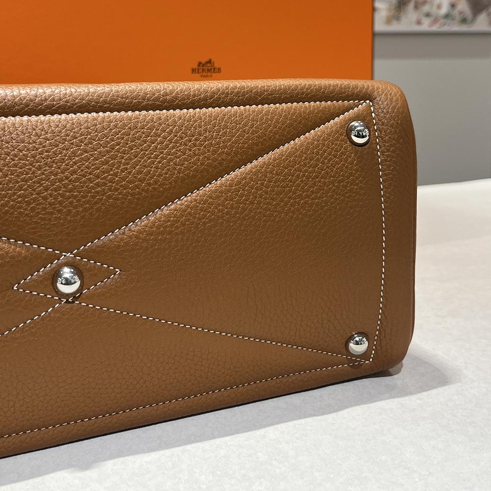 HERMES Victoria II Travel 35 Tote Bag Gold with Palladium Hardware