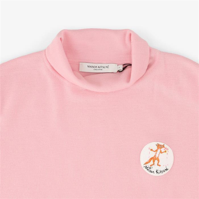 Maison Kitsune Olympia Le Temps Flower Fox High Neck Knit Sweater