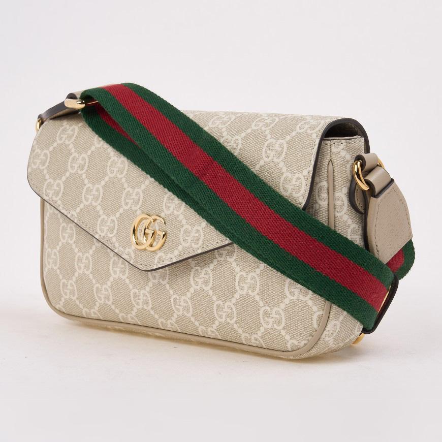 GUCCI Ophidia Pochette Shoulder Bag Beige/Brown Canvas Leather