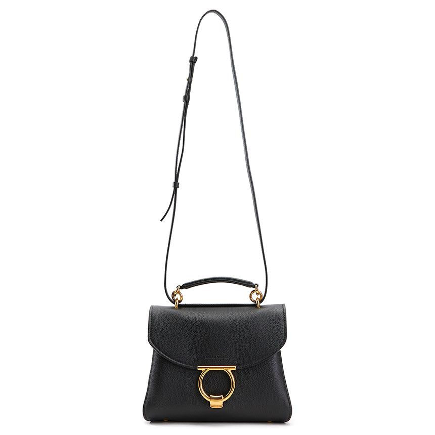 Ferragamo Gancini Leather Tote Bag for Women 21 H493 NERO 0720168