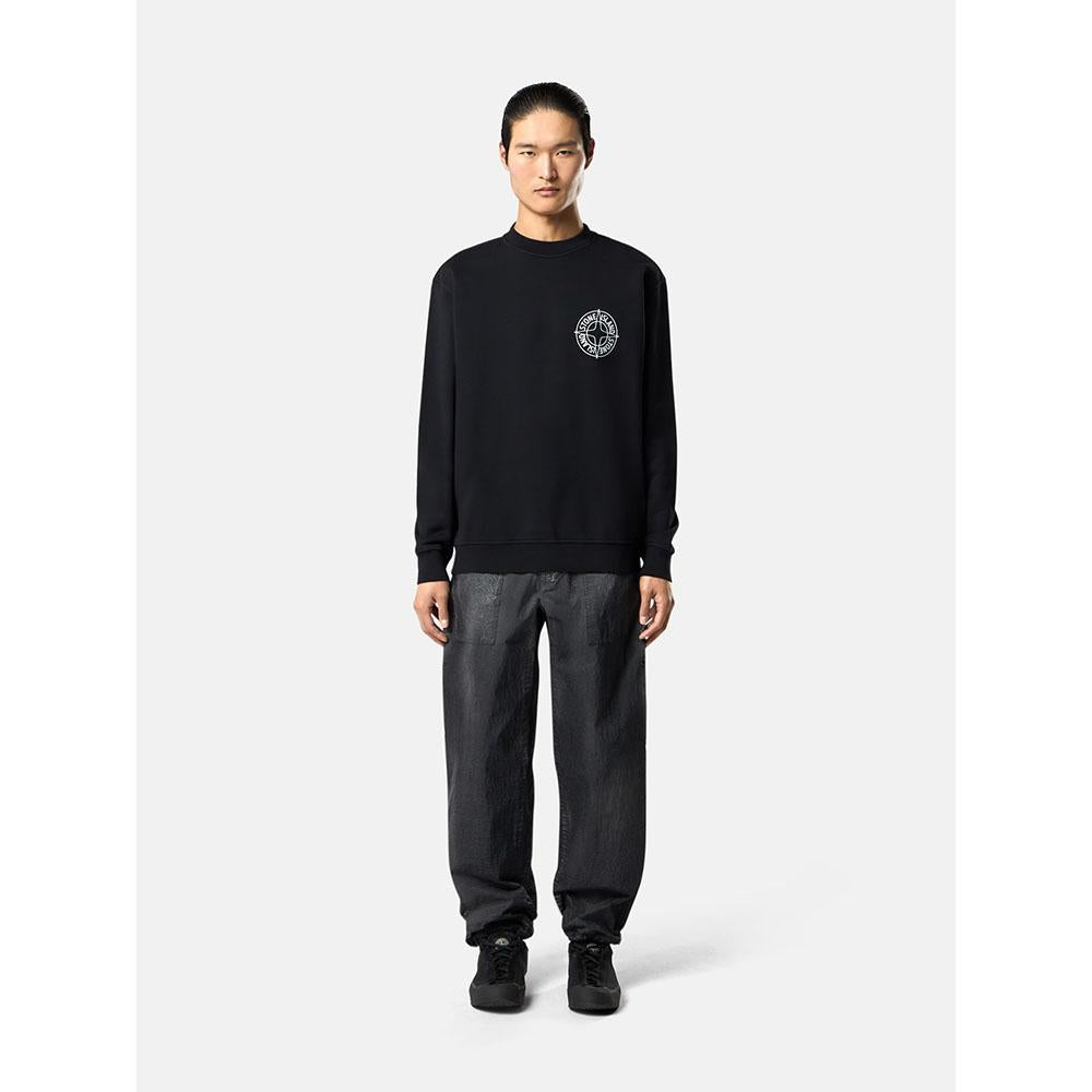 STONE ISLAND Black Cotton Fleece Crewneck Sweatshirt Me L1S156100001 S0283 V0029