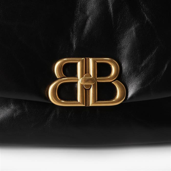 BALENCIAGA Monaco Medium Sling Bag Black Leather Shoulder Bag