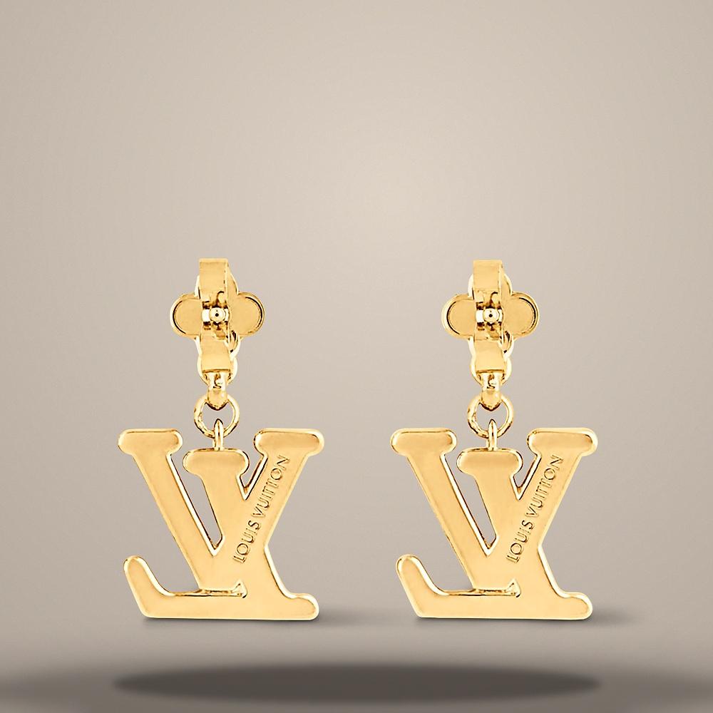Louis Vuitton Lady LV Earrings Gold-Tone Metal Jewelry
