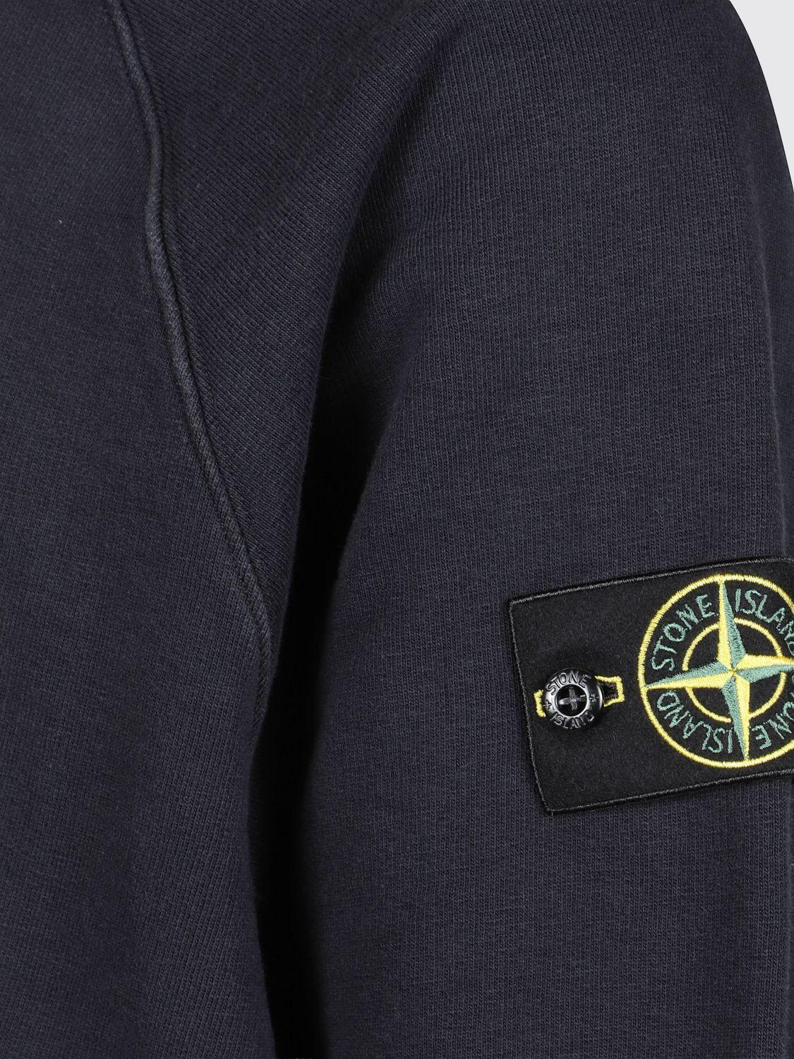 STONE ISLAND Black Cotton Pullover Sweatshirt for Men