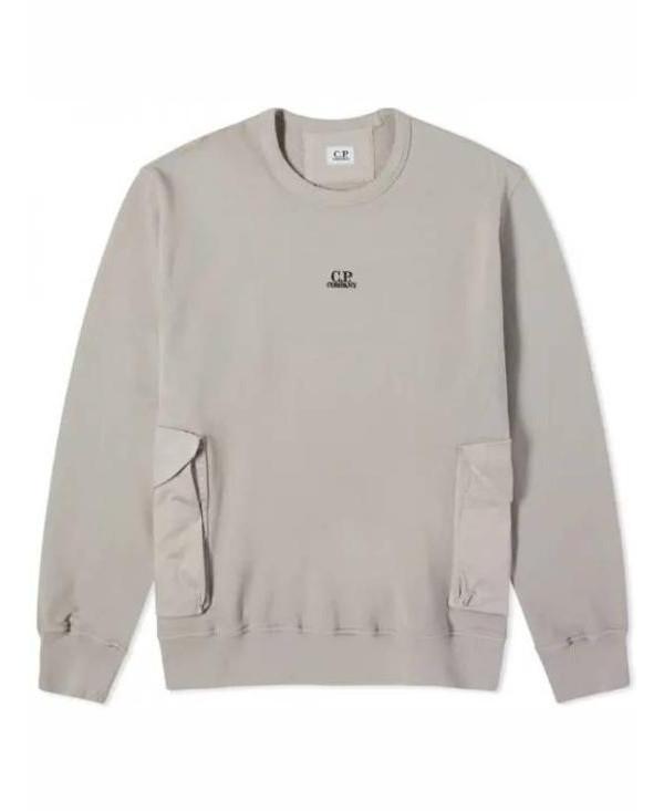 CP Company Cotton Fleece Mixed Pocket Sweatshirt Men’s Gray