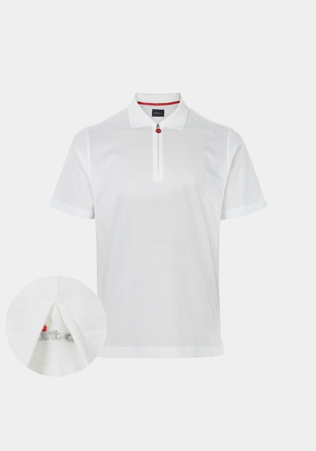 Kiton White Half-Zip Polo T-Shirt for Men UMK1171 40C
