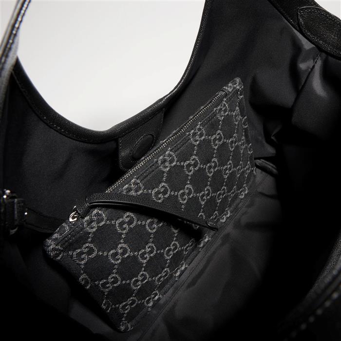 GUCCI Ggilio Small Black Leather Tote Bag