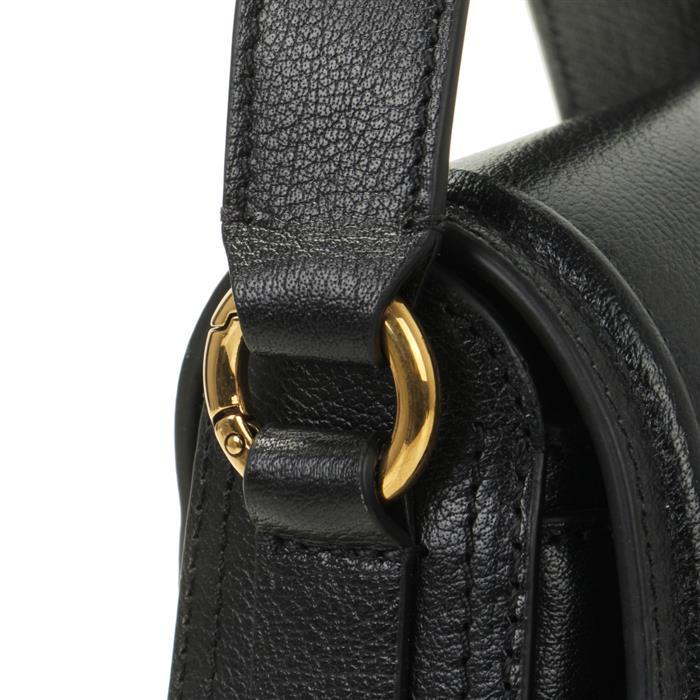 Chloe Horse Medal Leather Crossbody Bag Black