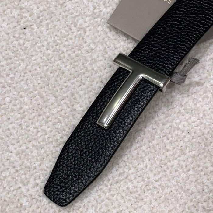 TOM FORD Reversible Leather T Buckle Belt Dark Navy/Black Men