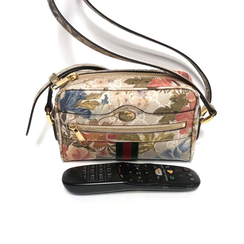 GUCCI Ophidia GG Mini Shoulder Bag Beige Brown Canvas Leather