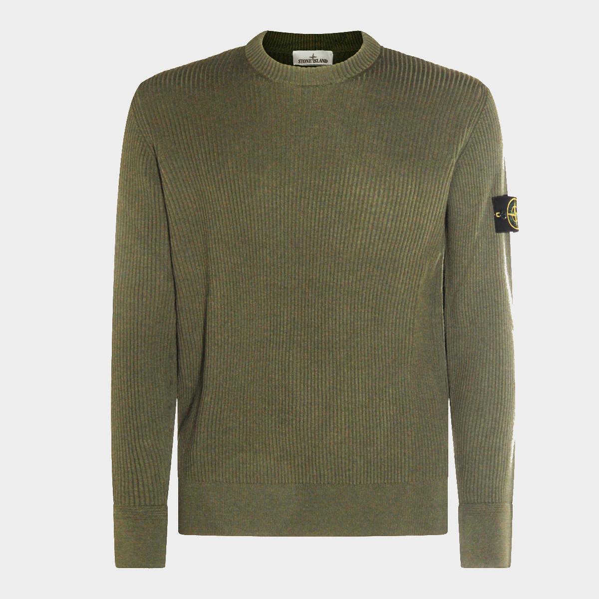 STONE ISLAND Wool Round Neck Knit Sweater Men’s Navy