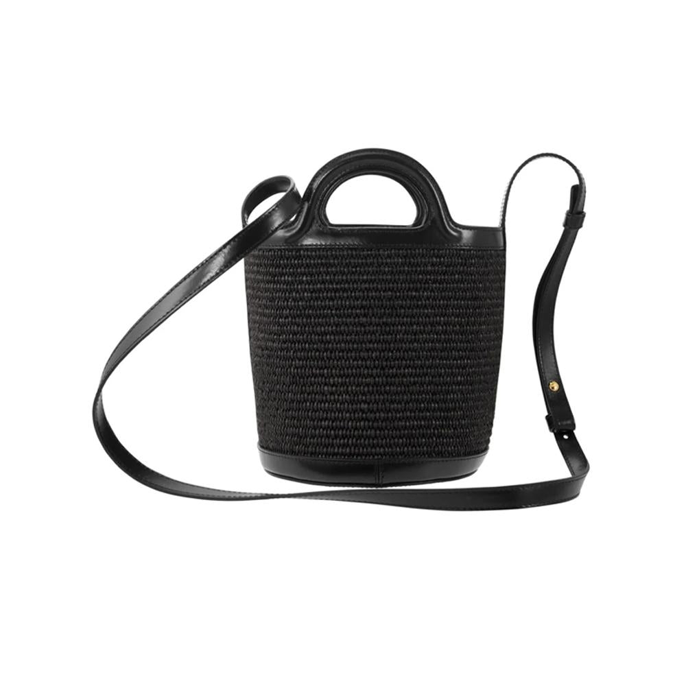Marni Tropicalia Bucket Crossbody Bag Black Leather