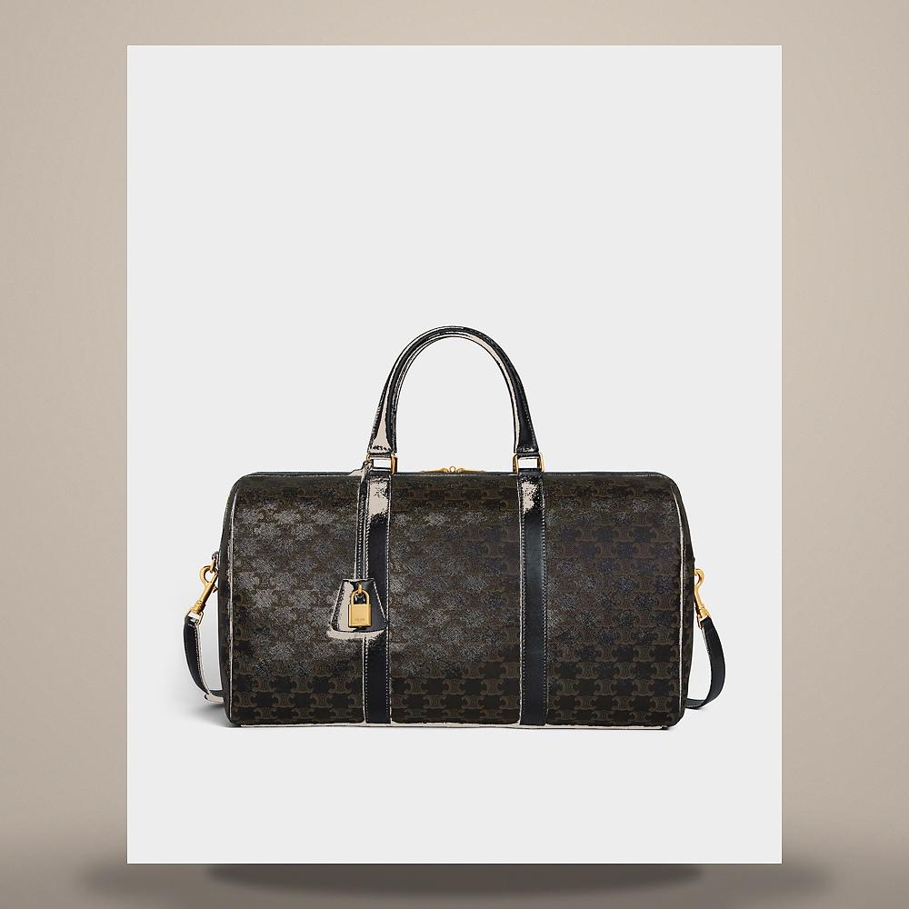 CELINE Triomphe Canvas Calfskin Black Travel Crossbody Bag