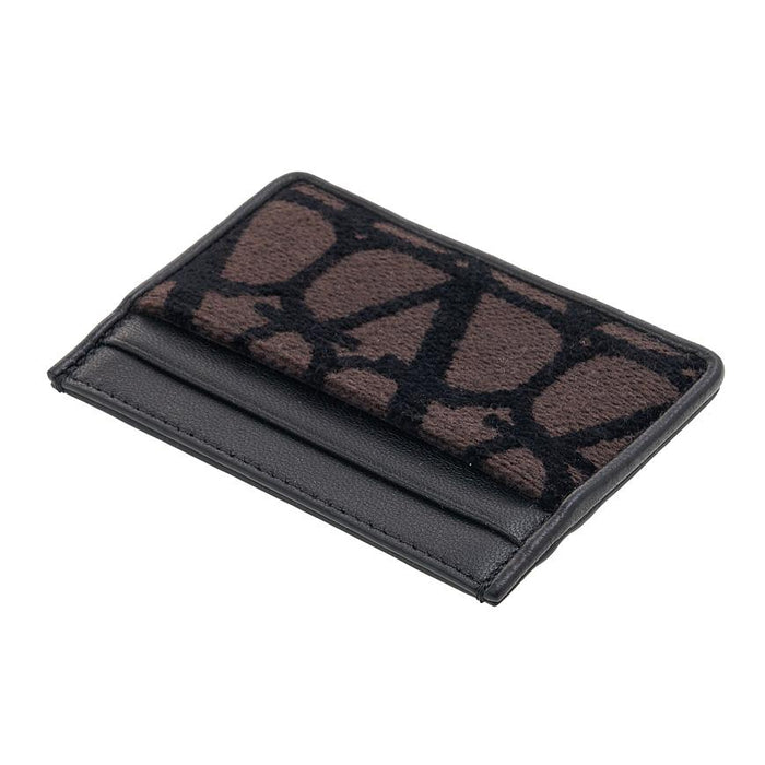 VALENTINO Garavani Iconography Leather Card Holder Black