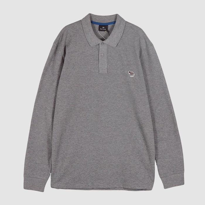 Paul Smith Zebra Logo Long Sleeve Polo Shirt Gray