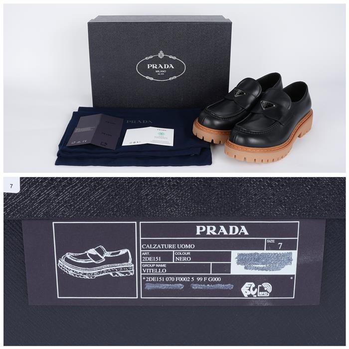 PRADA Triangle Logo Leather Loafers 2DE151 070 F0002