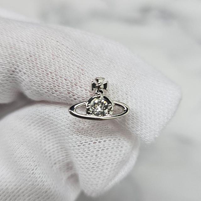 Vivienne Westwood Nano Solitaire Logo Earrings Silver Tone