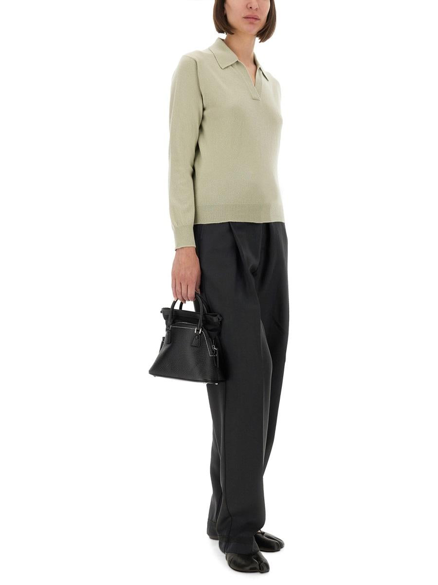 Maison Margiela V-Neck Knit Sweater Black Wool Women’s