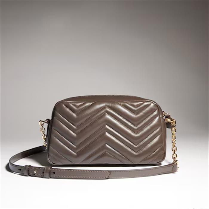 GUCCI GG Marmont Small Camera Bag Crossbody Brown Leather