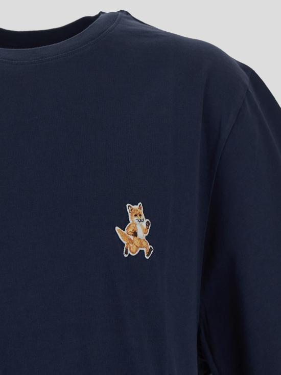 Maison Kitsune Speedy Fox Patch Comfort T-Shirt Ink Blue Men MM00125 KJ0008 P476