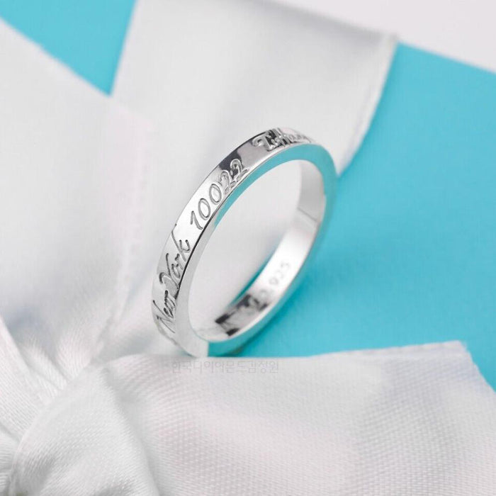 Tiffany & Co New York Logo Ring Women Sterling Silver Adjustable
