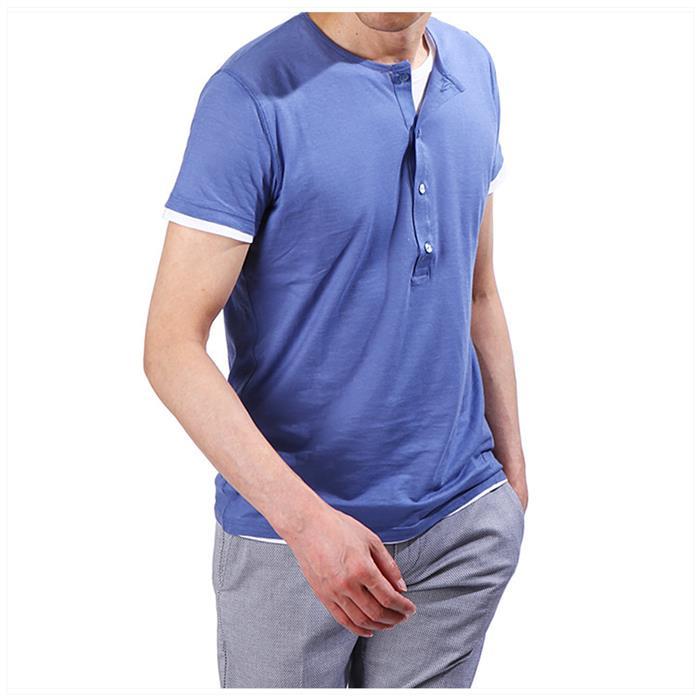 MAJESTIC Layered Henley Neck T-Shirt for Men 15S 04 004 034